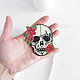 Beaded skull brooch in flowers. Brooches. Handmade by Svetlana Sin. My Livemaster. Фото №4