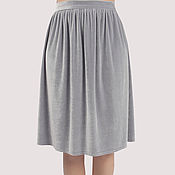 Одежда handmade. Livemaster - original item Velvet skirt light gray with a zipper. Handmade.
