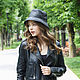 Panama hat nat. women's leather Fedora black youth. Caps. Alison. Online shopping on My Livemaster.  Фото №2