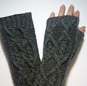Аксессуары handmade. Livemaster - original item 163 fingerless long gloves, dark grey. Handmade.