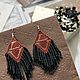 Заказать Авторские серьги из бисера с логотипом LV, стиль Луи Виттон. BA.LENA Accessories. Ярмарка Мастеров. . Серьги классические Фото №3