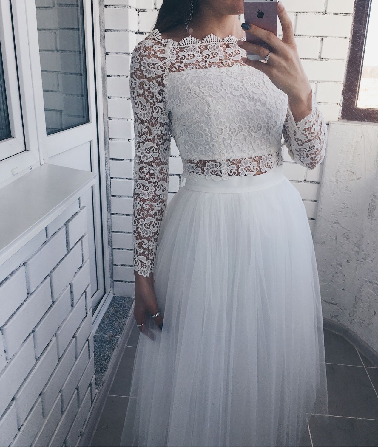 Раздельное свадебное платье топ и юбка