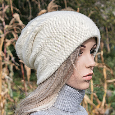Аксессуары ручной работы. Ярмарка Мастеров - ручная работа Шапка (двойная) вязаная из кашемира. Handmade.