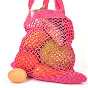 Сумки и аксессуары handmade. Livemaster - original item Bag-string bag, hand-knitted from cotton with viscose. Handmade.