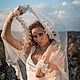 Фата невесты кружевная евро-фатин. Lace wedding veil. Фаты. Romantic Wedding. Интернет-магазин Ярмарка Мастеров.  Фото №2