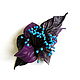 Simple Cosmos Leather Flower Brooch Purple Purple turquoise, Brooches, Moscow,  Фото №1