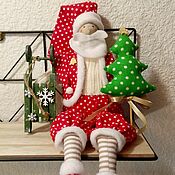 Куклы и игрушки handmade. Livemaster - original item interior doll: Santa Claus with a Christmas tree and sleigh.. Handmade.
