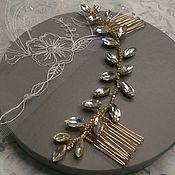 Свадебный салон handmade. Livemaster - original item Bridal comb. Crystal leaves. Wreath Greek. Handmade.
