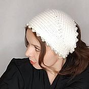 Snudy: Snood scarf knitted in 2 turns milky white snood