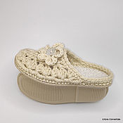 Обувь ручной работы handmade. Livemaster - original item Openwork flip-flops, p. .38-38.5, white half-wool. Handmade.