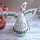 Angel openwork spring 7 cm with blue flowers Forget-me-not, Gifts for March 8, Moscow,  Фото №1