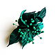 Caribbean leather barrette with stamen turquoise sea wave. Hairpins. De-Si-Re. My Livemaster. Фото №6