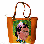 Сумки и аксессуары handmade. Livemaster - original item Leather yellow brown bag "Frida Kahlo". Handmade.