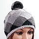 Cap soft, moderately fluffy, not prickly. Knitted beanie small, neat, gently hugs the head, not obtiva it
