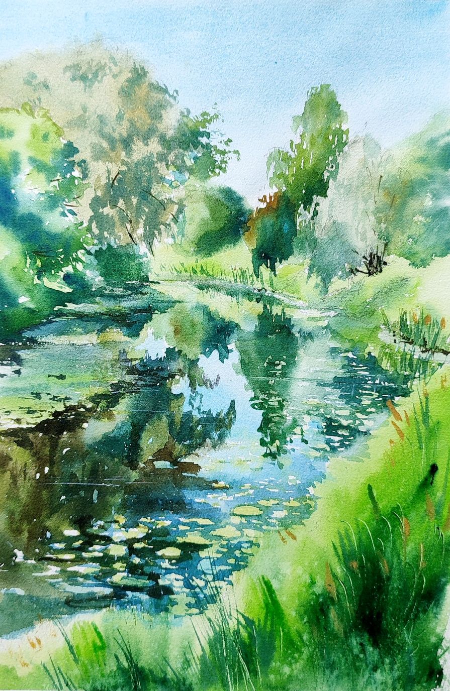 Пейзаж. Акварельная картина в интернет-магазине Ярмарка Мастеров по ...