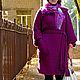 Пальто Фуксия ручной вязки с карманами. Пальто. Елена Найденова. Ярмарка Мастеров.  Фото №5