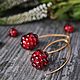 Red raspberry-long gold-plated earrings, Earrings, Moscow,  Фото №1