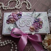 Свадебная коробочка для денег "Розовое суфле"