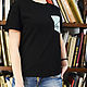 T-shirt black free pocket handmade bird on a branch. T-shirts. ThePocket. Online shopping on My Livemaster.  Фото №2