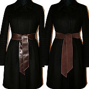 Пояс для пальто шубы кожаный замшевый темно-серый 4.5×170