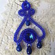 Blue lace chandelier earrings La Femme ' Ultramarine'. Earrings. Beaded jewelry by Mariya Klishina. My Livemaster. Фото №5