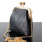 Сумки и аксессуары handmade. Livemaster - original item Bag with clasp: Black evening leather handbag with a long chain. Handmade.