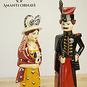 Русский стиль handmade. Livemaster - original item Toy-sculpture from wood hussars and the lady with the dog. Handmade.