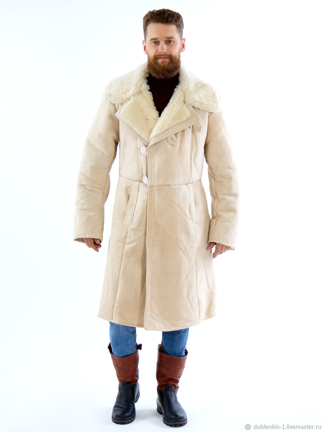Бекеша мужская бежевая с белым мехом Дубленкин в интернет-магазине Ярмарка Мастеров по цене 36000 ₽ – U2HUURU | Верхняя одежда мужская, Санкт-Петербург - доставка по России