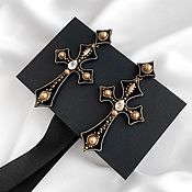 Украшения handmade. Livemaster - original item Evening Black Spectacular Cross Earrings. Handmade.