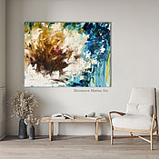 Картины и панно handmade. Livemaster - original item Painting with a peony in the living room. Abstract with white peonies in the office.. Handmade.