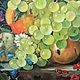 Oil Painting Still life   of grapes and a peach on a table Copy, Pictures, Athens,  Фото №1