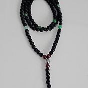 Работы для детей, handmade. Livemaster - original item Men`s rosary beads (black agate, chrysoprase, garnet,hematite, pyrite). Handmade.