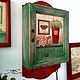 Key holder with door wooden decoupage red green vintage. Housekeeper. Decoupage for you (Anastasiya). Online shopping on My Livemaster.  Фото №2