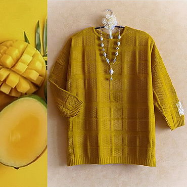 Одежда ручной работы. Ярмарка Мастеров - ручная работа Джемпер туника Fresh Mango р. 50 52 54 полушерстяной  женский джемпер. Handmade.