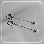 Украшения handmade. Livemaster - original item Pearl chain earrings are long. Handmade.