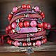 Order BOHO-style leather bracelet 'Crimson-burgundy'. Ekaterina Rud ( stylish stones ). Livemaster. . Bead bracelet Фото №3