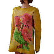 Одежда handmade. Livemaster - original item Felted yellow tunic, merino wool sweatshirt 