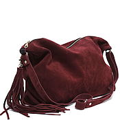 Сумки и аксессуары handmade. Livemaster - original item Crossbody bag made of suede Burgundy Leather Bag with Shoulder Strap. Handmade.