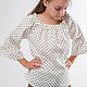 Linen blouse in black polka dot with flounce hem, Raglan sleeve, retro style, Blouses, Stavropol,  Фото №1