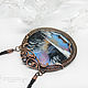 Pendant with mother-of-pearl painting as a gift, copper Mirror of Winter. Pendant. moyaksessyar. My Livemaster. Фото №4