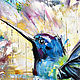 Painting for interior Hummingbird. Hummingbird Oil Painting for bedroom. Pictures. Zabaikalie. My Livemaster. Фото №4