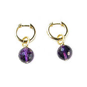 Украшения handmade. Livemaster - original item Amethyst earrings, gold earrings with amethyst, amethyst ring earrings. Handmade.