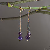 Delicate 925 silver threaded earrings with Swarovski crystals