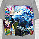 T-shirt grey Girl, the sea and the whales hand painted. T-shirts. Koler-art handpainted wear. My Livemaster. Фото №4