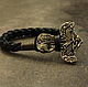 Bracelet genuine black leather with the hammer of Thor. Bead bracelet. MintTiger. Online shopping on My Livemaster.  Фото №2