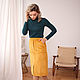 Corduroy Mustard skirt, yellow skirt with slit and pockets. Skirts. mozaika-rus. My Livemaster. Фото №4