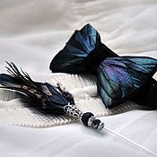 Аксессуары handmade. Livemaster - original item Set of bow tie with rooster and pheasant feathers and boutonniere. Handmade.