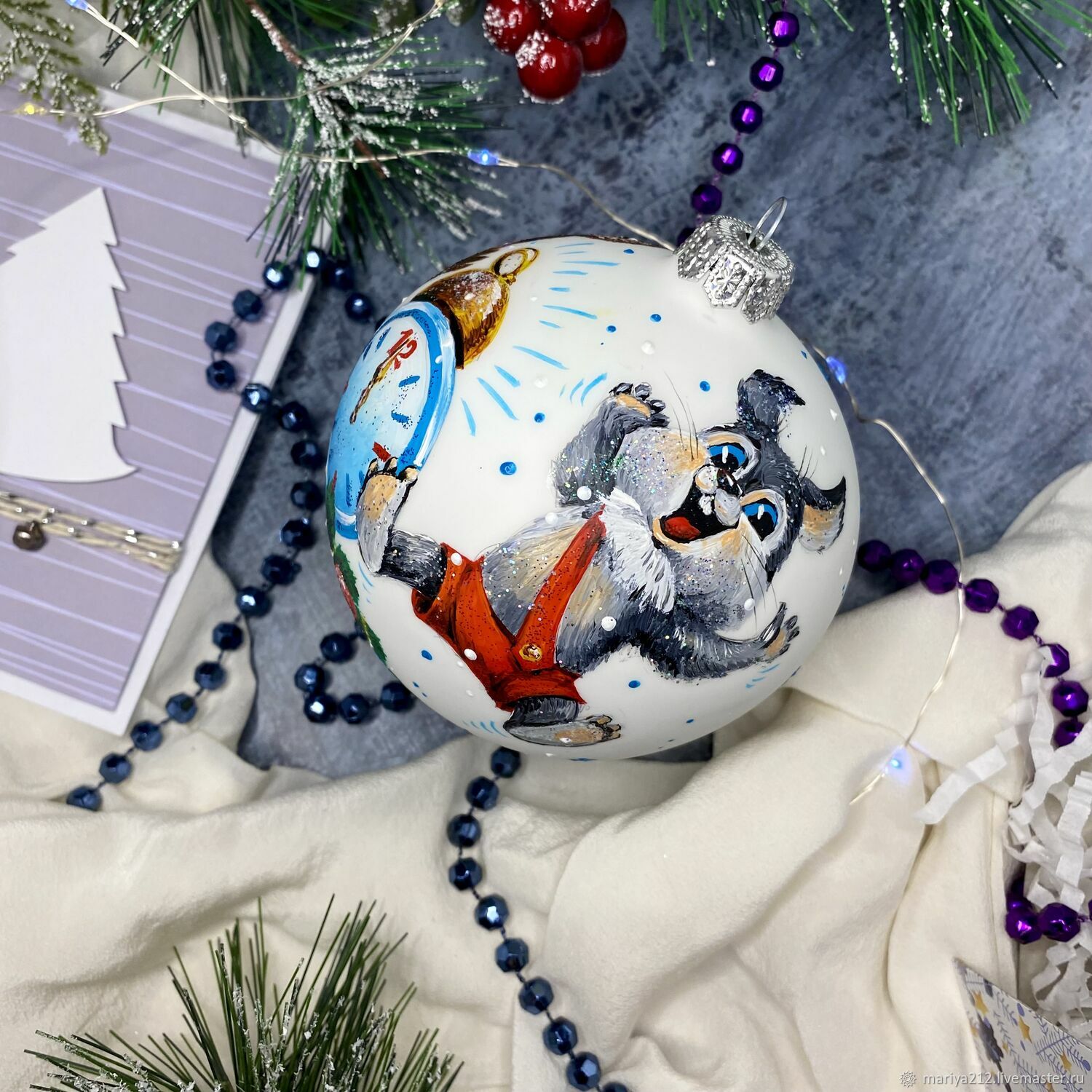The ball 'Misha and Bunny', Christmas decorations, Moscow,  Фото №1