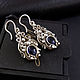 Earrings with a sapphire metal melchior stone 'Blue Castle'. Earrings. Del-moro. Online shopping on My Livemaster.  Фото №2