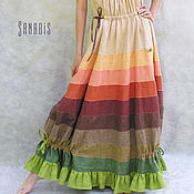 Платье из льна «Персиковый цвет»